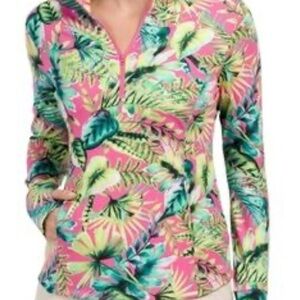 Tommy Bahama Tropical Floral Women's Blouse - Pink and Green